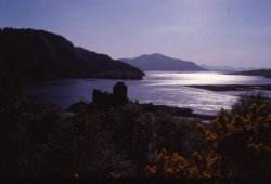 Eilean Donan Castle in moonlight, Kyle of Lochalsh, Highland, Scotland. Wallpaper