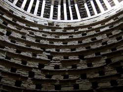 Dove cote nest holes at Minster Lovell Hall & Dovecote, Minster Lovell, Oxfordshire.