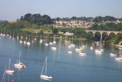 Taken from the train as  about to approach Royal Albert bridge, Tamar river, Cornwall.