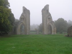 Glastonbury Abbey in Somerset in the early morning. Wallpaper