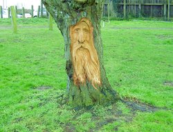 Tree sculpture, Recreation Field, Brandon, Suffolk Wallpaper
