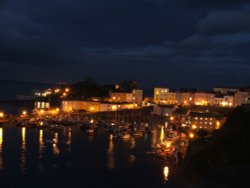 Tenby Harbour by night, Pembrokeshire Wallpaper