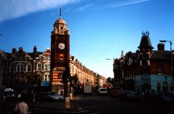 Clock Tower in the center of Crouch End district, Greater London