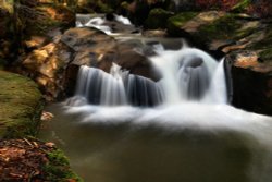 One of several waterfalls at Healey Dell, Whitworth, near Rochdale, Lancs. Wallpaper
