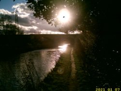 Chesterfield Canal at sunset looking west towards the Viaduct in Manton, Worksop, Notts Wallpaper