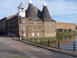 Bow, London E3. The Three Mills Island. The clock mill built 1817.
