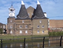 Bow, London E3. The Three Mills Island. The clock mill built 1817.