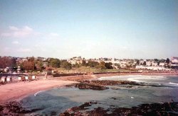 A view of the beach and gardens at Torquay, taken in 1984. Wallpaper