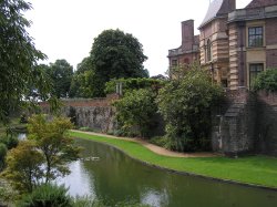 View of the house and gardens at Eltham Palace, South London. Wallpaper
