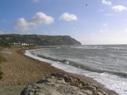Ringstead Bay, Osmington Mills, near Weymouth, Dorset, on a windy October day. Wallpaper