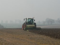 Ploughing a field in rural Somerset