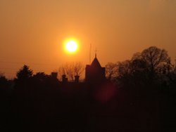 Sunset over Church of St peter & St Paul, Luddesdown, Gravesend, Kent Wallpaper