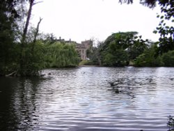 View of Elvaston Castle, Derbyshire from the lake.