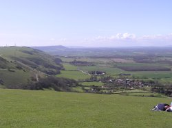 View looking west from Devils Dyke, Near Brighton, East Sussex Wallpaper