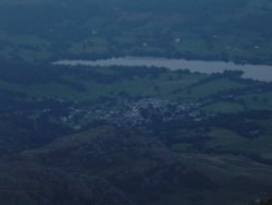 View of Coniston at dusk taken from the old man, Cumbria Wallpaper