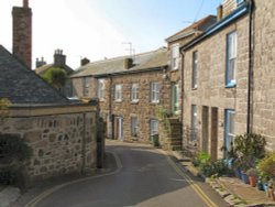 A typical street in Mousehole, Cornwall Wallpaper
