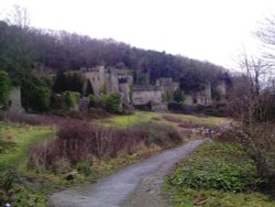 Gwrych Castle, Abergele, North Wales.  Castle front seen from drive. Wallpaper