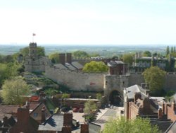 View of Lincoln castle from the cathedral. Wallpaper