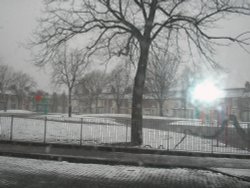 Winter snow on the park, Glebe Rd, Middlesbrough, North Yorkshire. Wallpaper