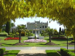 Brodsworth Hall, South Yorkshire, Laburnum arch and Hall Wallpaper