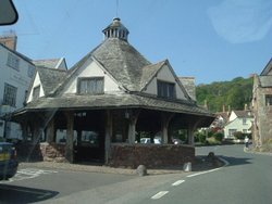 The old Yarn Market in the medieval village of Dunster in Somerset. Wallpaper