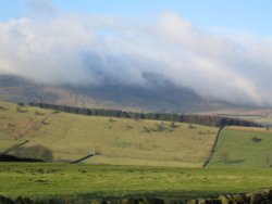 Mist over Pendle hill, looking from the top of Noggarth. Wallpaper