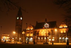 Rochdale town hall at night