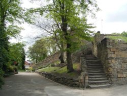 Steps up to the Castle Keep. Pontefract, West Yorkshire Wallpaper