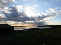 Sunset over the Fleet Lagoon Nature Reserve, Dorset Wallpaper
