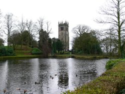 Lake and Church at Gawsworth Hall, Cheshire