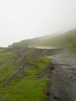 Landslide on the road below Mam Tor