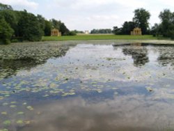 Lake and Monuments, Stowe Park, near Buckingham Wallpaper