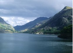 Looking over the waters at Llanberis, Gwynedd, Wales Wallpaper