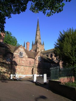 Single spire of Lichfield Cathedral,  Staffordshire