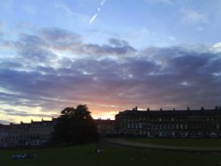 Royal Crescent & The Welkin at dusk, Bath, Somerset Wallpaper