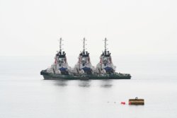 Tugboats moored off Canvey Island, Essex