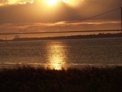 Humber Bridge Sun Set from New Holland Wallpaper
