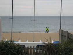 Bobbies on the beat at Sandbanks, Dorset