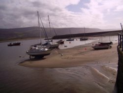 Tides out on Barmouth Bay, Gwynedd, Wales Wallpaper