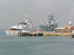 Chinese missile destroyer Guangzhou and Ark Royal at Portsmouth, Hampshire Wallpaper