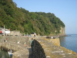 View from harbour wall in Clovelly, Devon Wallpaper