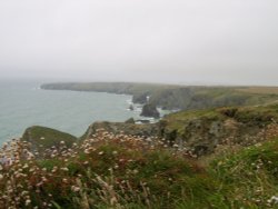 A picturesque view of Bedruthan Steps, St Eval, Cornwall