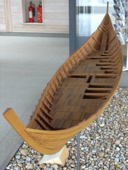 Model of burial boat, Sutton Hoo, Woodbridge, Suffolk