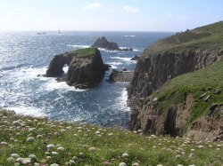 Land's End and the Longships lighthouse, Cornwall Wallpaper