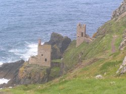 The Crowns, two engine houses at Botallack mine near St Just, Cornwall Wallpaper