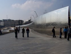 Stainless steel wall and fountain, South Yorkshire Wallpaper