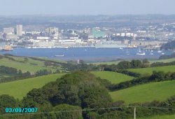 Sea and Fields Overlooking Plymouth, Devon Wallpaper