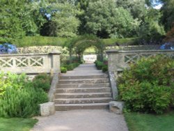 Steps up into garden at Tyntesfield, Wraxall, Somerset Wallpaper