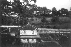 The Garden House at Brodsworth with village beyond Wallpaper