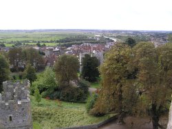 View of the town of Arundel and the river Arun beyond, from the top of the keep Wallpaper